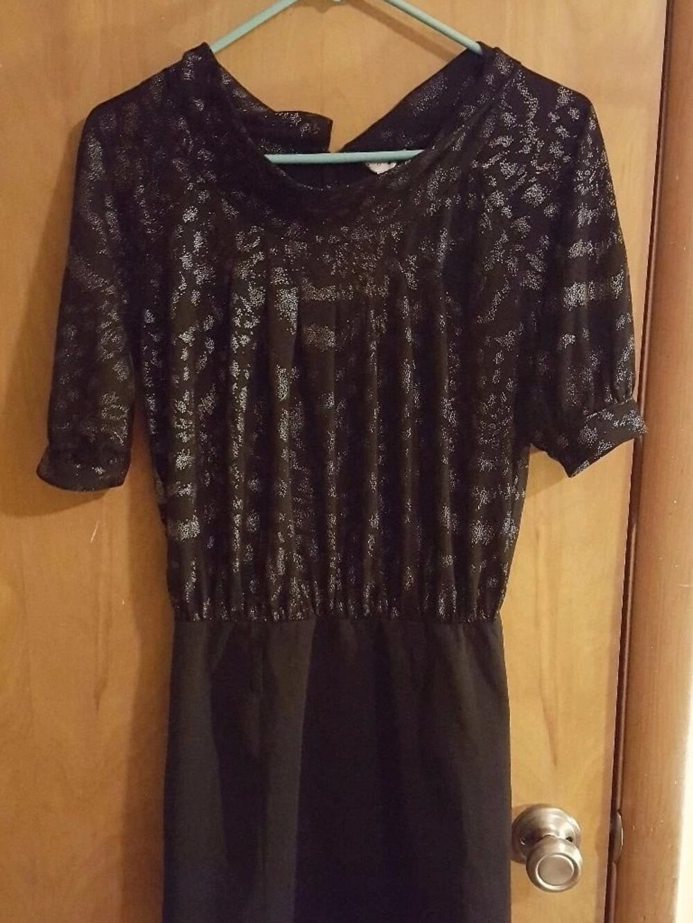 Women's Short Sleeve Embellished Dress Black US Size S